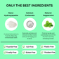 Image of Best Ingredients included in Canary Toothpaste Tablets. Natural ingredients used and benefits are Peppermint, Nano-Hydroxyapatite,  and Calcium Carbonate. Toothpaste tablets are Free of Fluoride, SLS, Plastic, Cruelty, Gluten, and Paraben.   