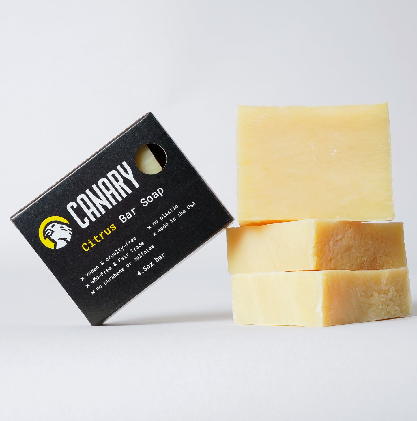 Canary Citrus Bar Soap, stack of bars in a 4 pack