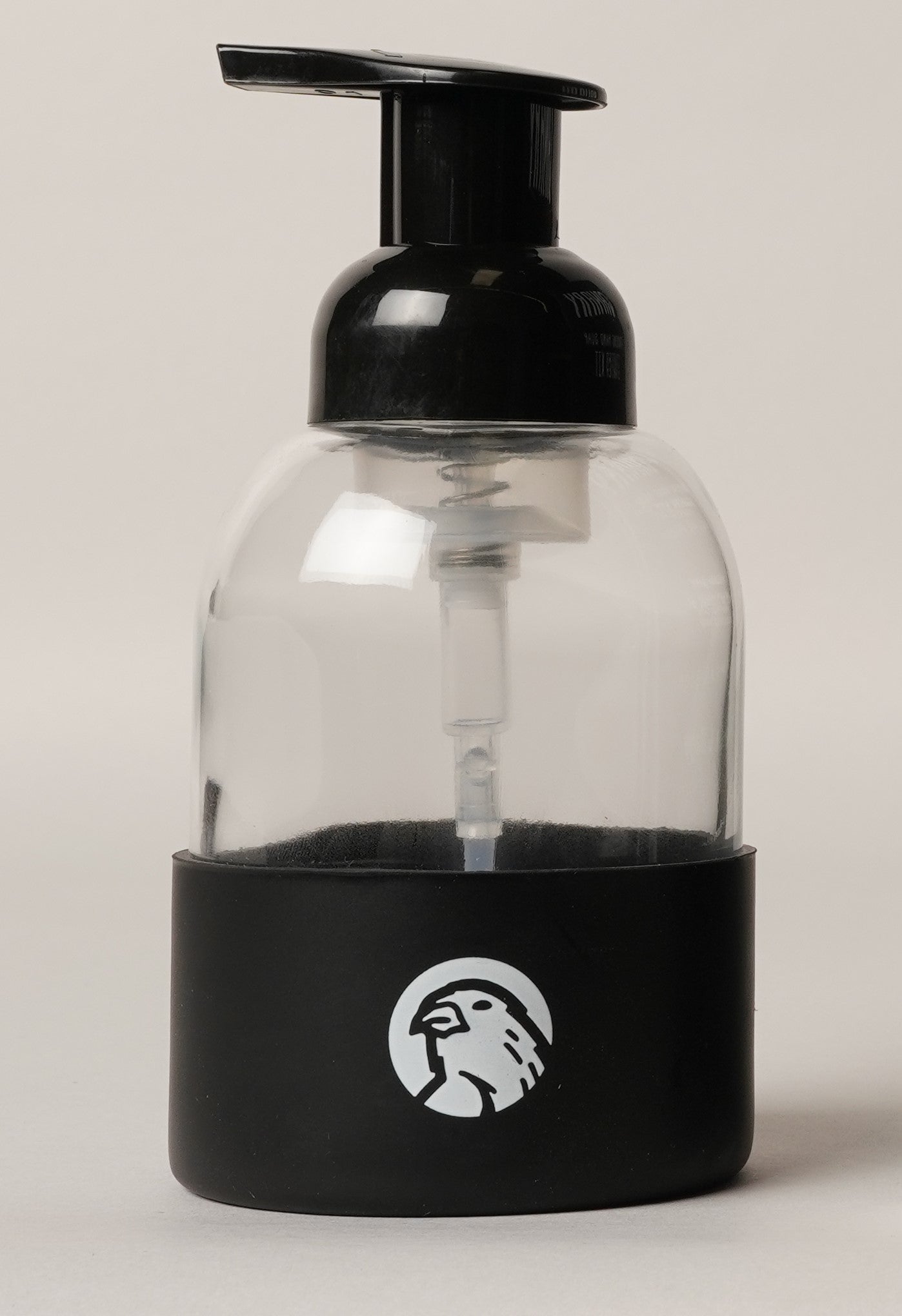 Image of Silicone Base Sleeve on Canary refillable glass bottle equipped with foaming pump.