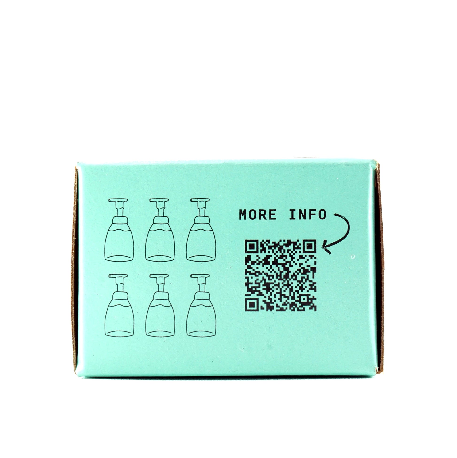 Fir Needle & Sage Concentrated Foaming Hand Soap. Small 6-slice box, side of the box showing 6 bottles and QR code. 